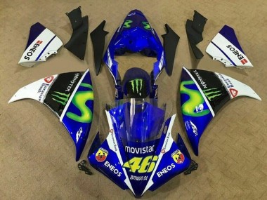 2009-2011 Yamaha YZF 1000 R1 Motorcycle Fairings - Blue White Black Green MoviStar Monster Canada Websites