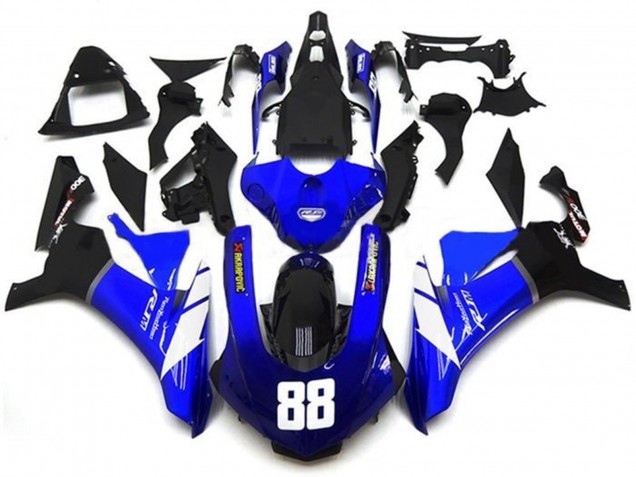 2015-2019 Yamaha YZF 1000 R1 Motorcycle Fairings - Blue White Glossy Black Akropovic Canada Websites