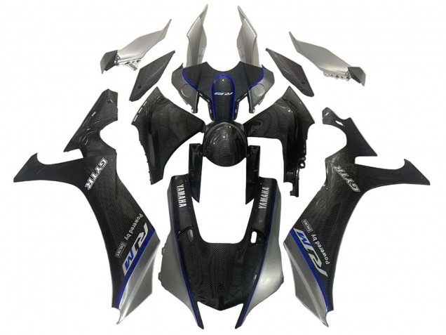 2020-2025 Yamaha YZF 1000 R1 Motorcycle Fairings - Faux Carbon Fiber Silver Blue Canada Websites