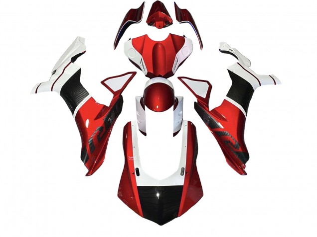 2020-2025 Yamaha YZF 1000 R1 Motorcycle Fairings - White Red Faux Carbon Fiber Canada Websites