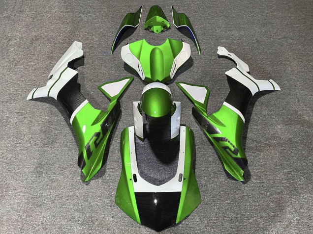2020-2025 Yamaha YZF 1000 R1 Motorcycle Fairings - White Green Faux Carbon Fiber Canada Websites