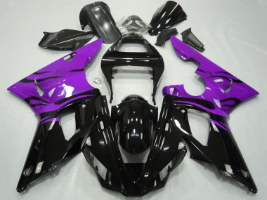 2000-2001 Yamaha YZF 1000 R1 Motorcycle Fairings - Purple Glossy Black Flame Canada Websites