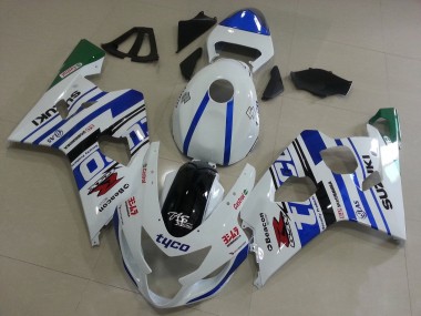 2004-2005 Suzuki GSXR 600 / GSXR 750 Motorcycle Fairings - White Blue Black Green Tyco Canada Websites