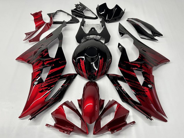 2008-2016 Yamaha YZF R6 Motorcycle Fairings - Red Glossy Black Fade Canada Websites