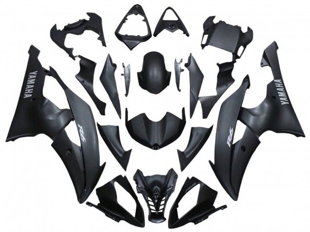2008-2016 Yamaha YZF R6 Motorcycle Fairings - Matte Black Silver Decals Canada Websites