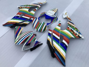 2008-2016 Yamaha YZF R6 Motorcycle Fairings - White Blue Green Yellow Red Rainbow Stripe Canada Websites