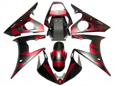 2003-2004 Yamaha YZF R6 Motorcycle Fairings - Red Matte Black Geometric Canada Websites