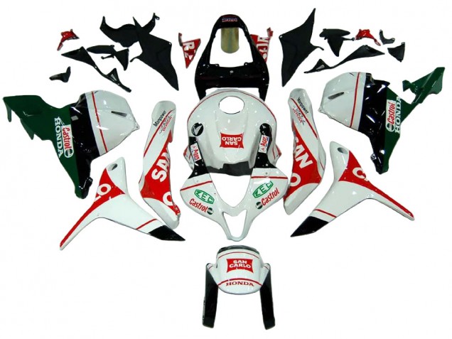 2009-2012 Honda CBR600RR Motorcycle Fairings - White Red Green Castrol San Carlo Canada Websites