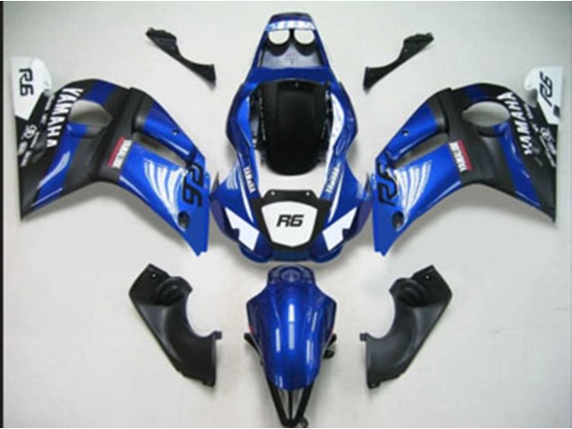1998-2002 Yamaha YZF 600 R6 Motorcycle Fairings - Blue White Matte Black Canada Websites