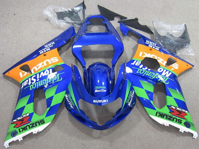 2001-2003 Suzuki GSXR 600 Motorcycle Fairings - Blue Orange Green Telefonica MoviStar Canada Websites