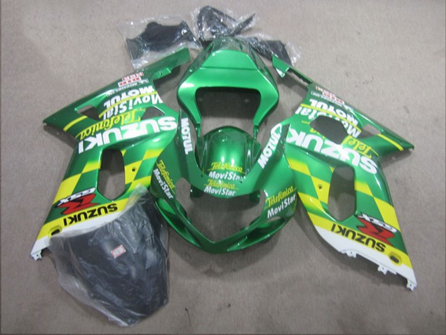 2001-2003 Suzuki GSXR 600 Motorcycle Fairings - Green Yellow Telefonica MoviStar Canada Websites