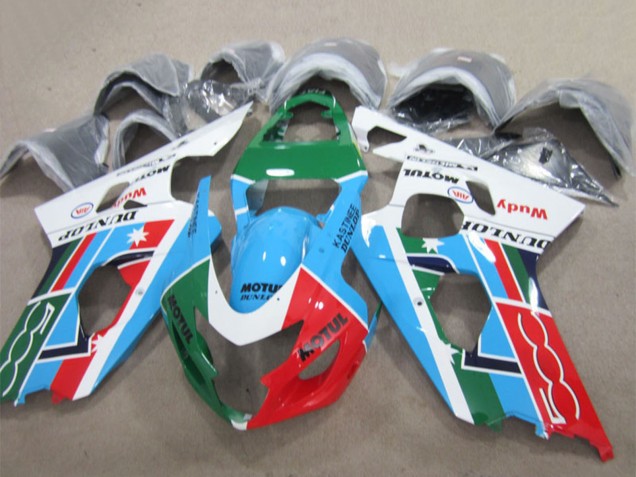 2004-2005 Suzuki GSXR 600 Motorcycle Fairings - White Blue Green Red Motul Canada Websites