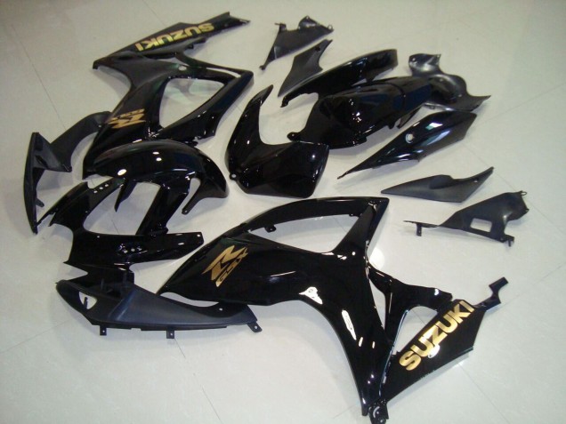 2006-2007 Suzuki GSXR 750 Motorcycle Fairings - Glossy Black Gold Decal Canada Websites