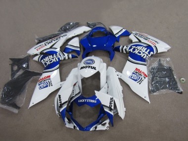 2011-2024 Suzuki GSXR 750 Motorcycle Fairings - White Lucky Strike Motul Canada Websites