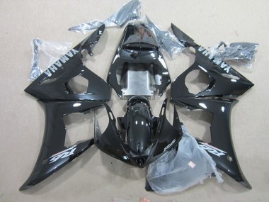 2003-2004 Yamaha YZF R6 Motorcycle Fairings - Glossy Black Silver Decals Canada Websites