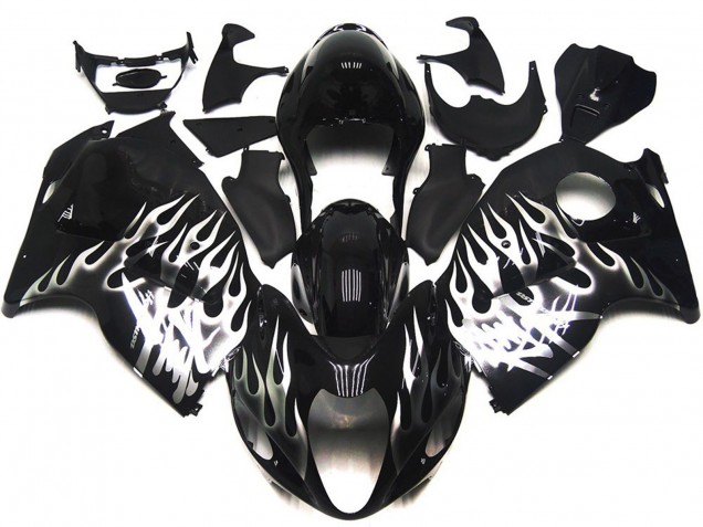 1997-2007 Gloss Black with Silver Flames GSXR 1300 Hayabusa Fairings 1997-2007 Gloss Black with Silver Flames GSXR 1300 Hayabusa Fairings