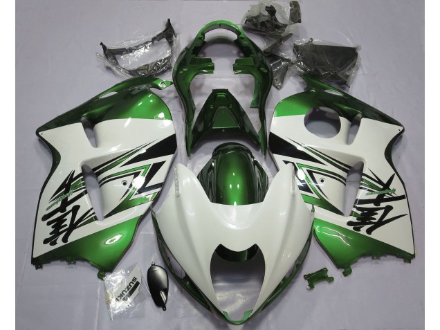 1997-2007 Gloss White & Green GSXR 1300 Hayabusa Fairings