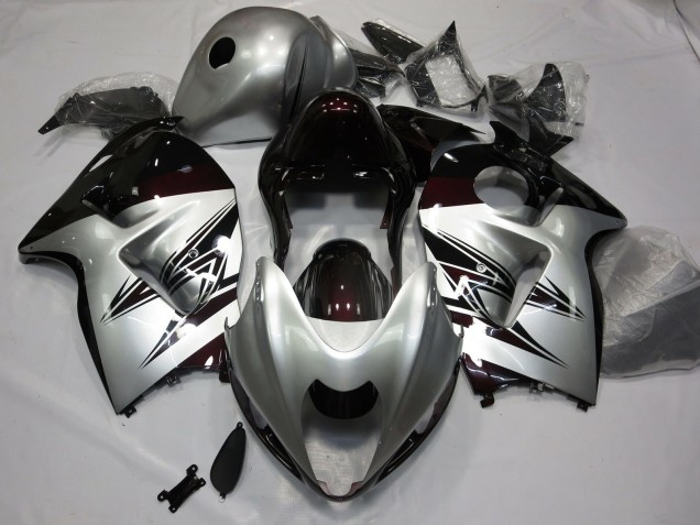 1997-2007 Silver and Dark Red GSXR 1300 Hayabusa Fairings