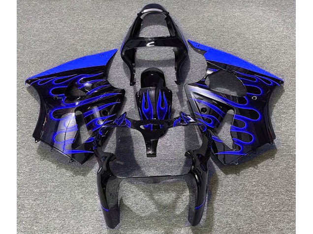 2000-2002 Gloss Black & Blue Flame ZX6R Fairings 2000-2002 Gloss Black & Blue Flame ZX6R Fairings