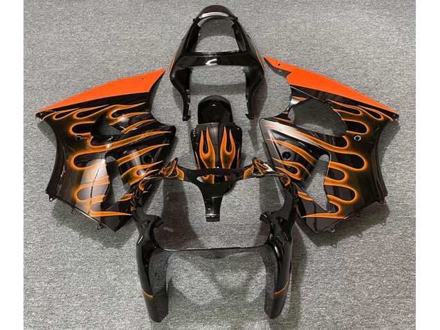 2000-2002 Gloss Black & Orange Flame ZX6R Fairings 2000-2002 Gloss Black & Orange Flame ZX6R Fairings
