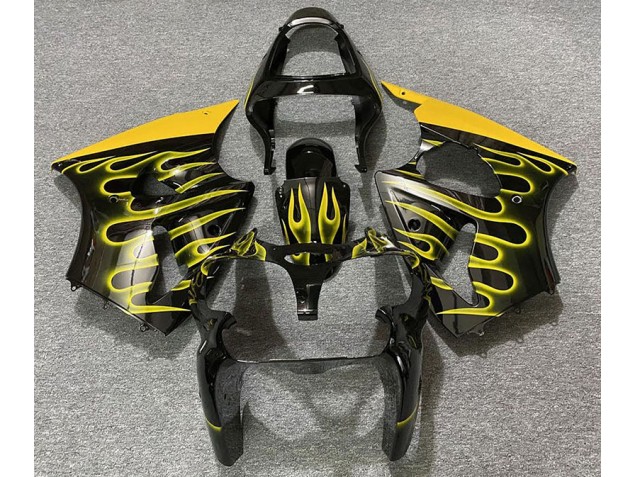 2000-2002 Gloss Black & Yellow Flame ZX6R Fairings 2000-2002 Gloss Black & Yellow Flame ZX6R Fairings