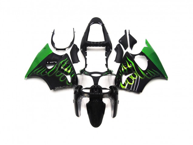 2000-2002 Gloss Green Flame Plain ZX6R Fairings
