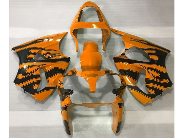 2000-2002 Orange & Black Flame ZX6R Fairings 2000-2002 Orange & Black Flame ZX6R Fairings