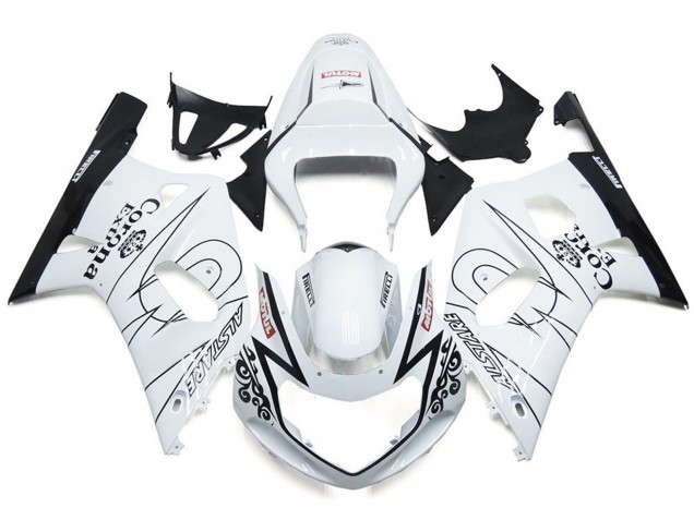 2001-2003 Gloss White Corona and Black GSXR 600-750 Fairings