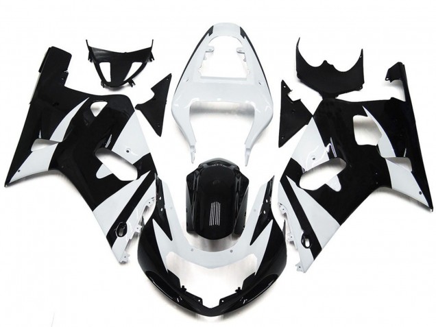 2001-2003 White and Black Style OEM GSXR 600-750 Fairings