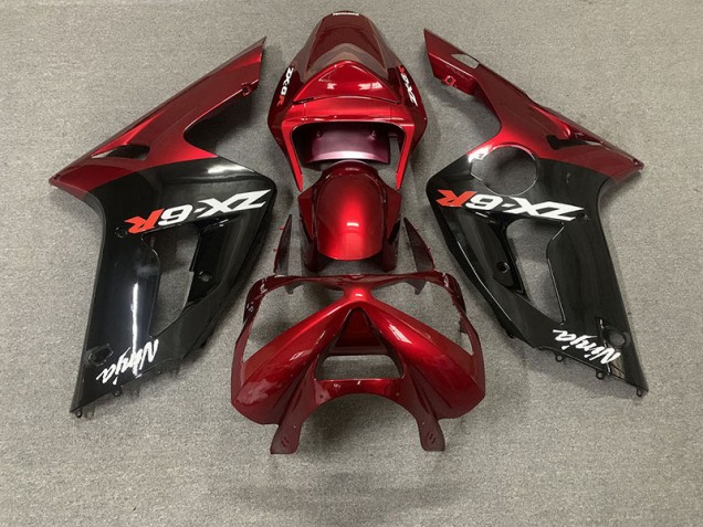 2003-2004 Gloss Red and Black ZX6R Fairings
