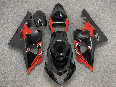2004-2005 Gloss Black and Red GSXR 600-750 Fairings