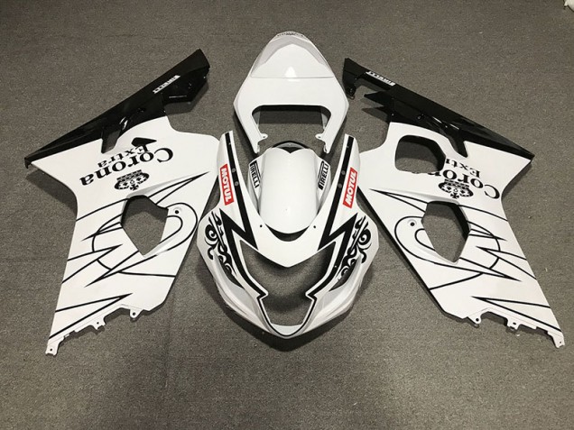 2004-2005 Gloss Black and White Corona Style GSXR 600-750 Fairings