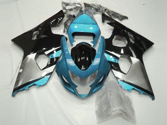 2004-2005 Light Blue Silver and Black GSXR 600-750 Fairings