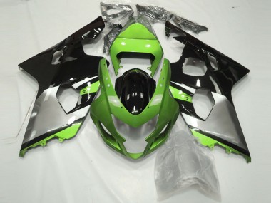 2004-2005 Light Green Silver and Black GSXR 600-750 Fairings