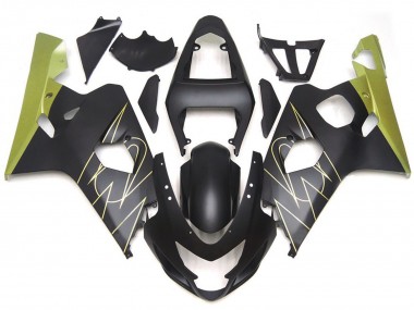 2004-2005 Matte Black and Gold Corona Custom GSXR 600-750 Fairings