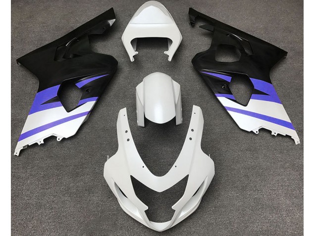 2004-2005 Matte White & Blue GSXR 600-750 Fairings 2004-2005 Matte White & Blue GSXR 600-750 Fairings