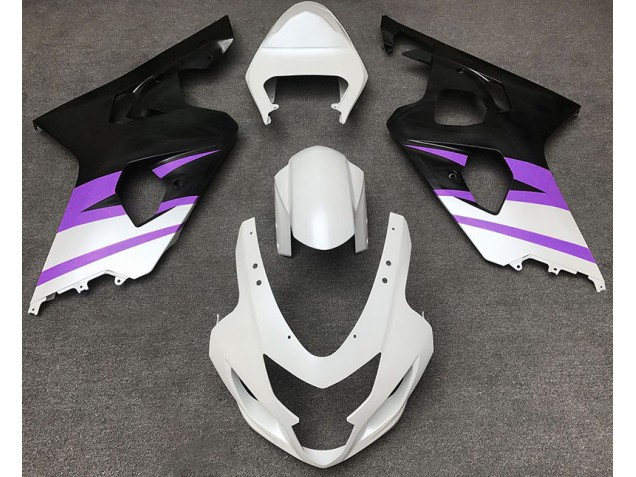 2004-2005 Matte White & Purple GSXR 600-750 Fairings