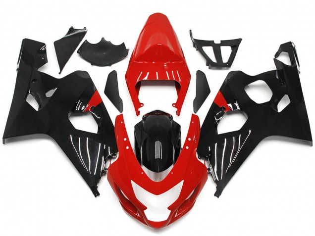 2004-2005 Red and Gloss Black Style GSXR 600-750 Fairings