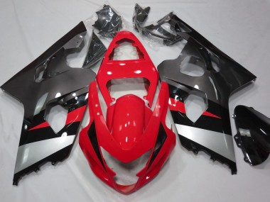 2004-2005 Red and Silver Gloss GSXR 600-750 Fairings