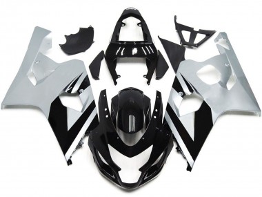 2004-2005 Silver and Gloss Black OEM Style GSXR 600-750 Fairings