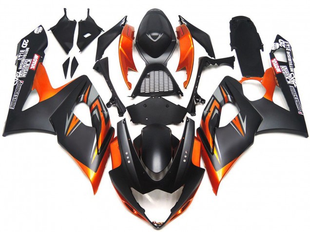 2005-2006 Custom Matte and Gloss Black and Orange GSXR 1000 Fairings 2005-2006 Custom Matte and Gloss Black and Orange GSXR 1000 Fairings