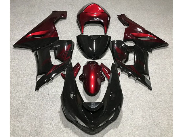 2005-2006 Gloss Black & Deep Red ZX6R Fairings 2005-2006 Gloss Black & Deep Red ZX6R Fairings