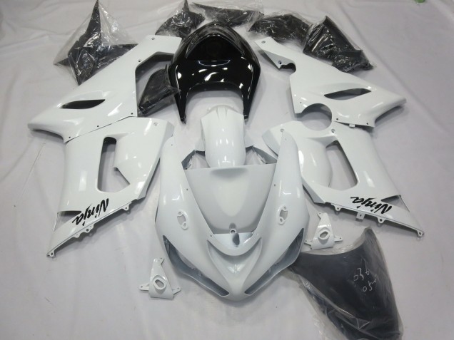 2005-2006 Gloss White with Black tail ZX6R Fairings 2005-2006 Gloss White with Black tail ZX6R Fairings