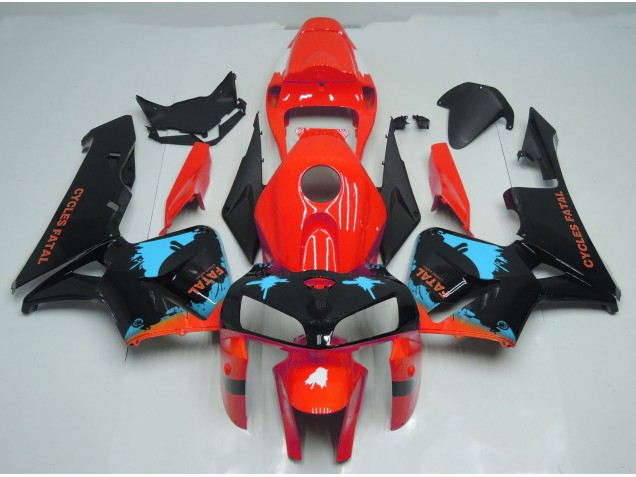 2005-2006 Light Blue Splatter on Red CBR600RR Fairings 2005-2006 Light Blue Splatter on Red CBR600RR Fairings