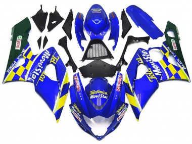 2005-2006 MoviStar Blue and Yellow Check GSXR 1000 Fairings