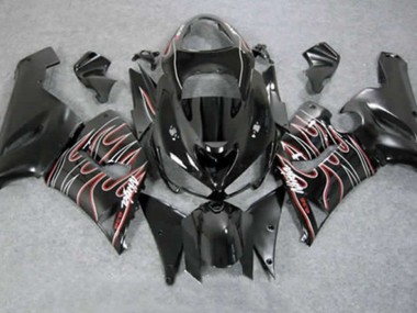 2005-2006 Red Black Flame ZX6R Fairings