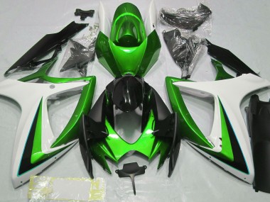 2006-2007 Green & White GSXR 600-750 Fairings