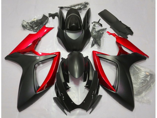 2006-2007 Matte Black & Red GSXR 600-750 Fairings