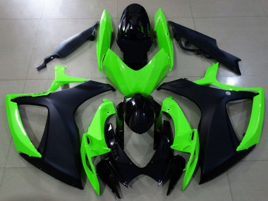 2006-2007 Matte Black and Green GSXR 600-750 Fairings