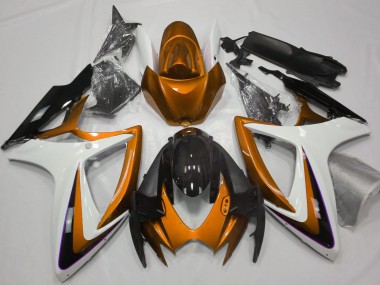 2006-2007 Orange & White Debadged GSXR 600-750 Fairings